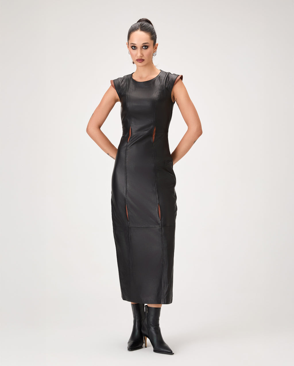 Daphne Maksi Deri Elbise