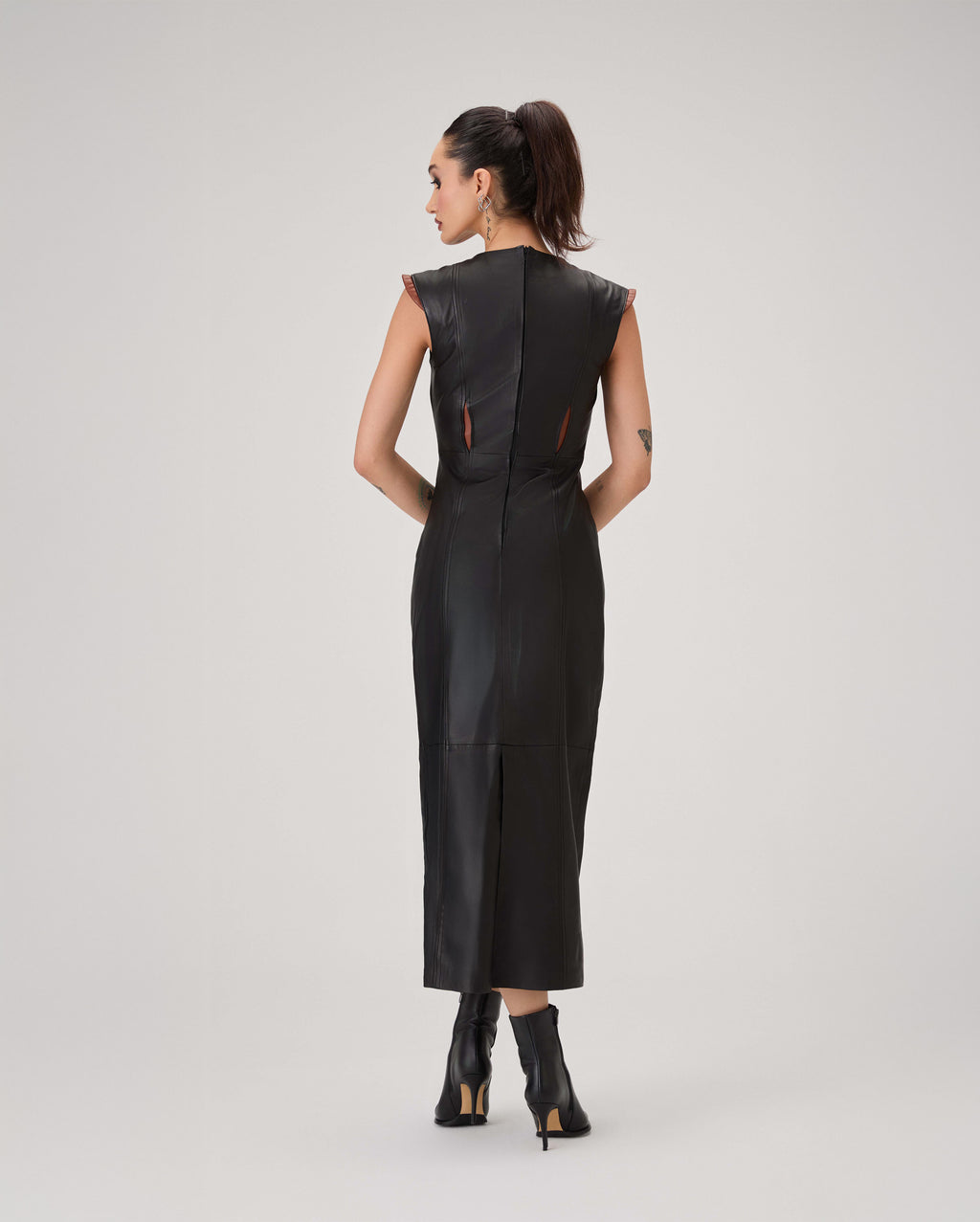 Daphne Maksi Deri Elbise