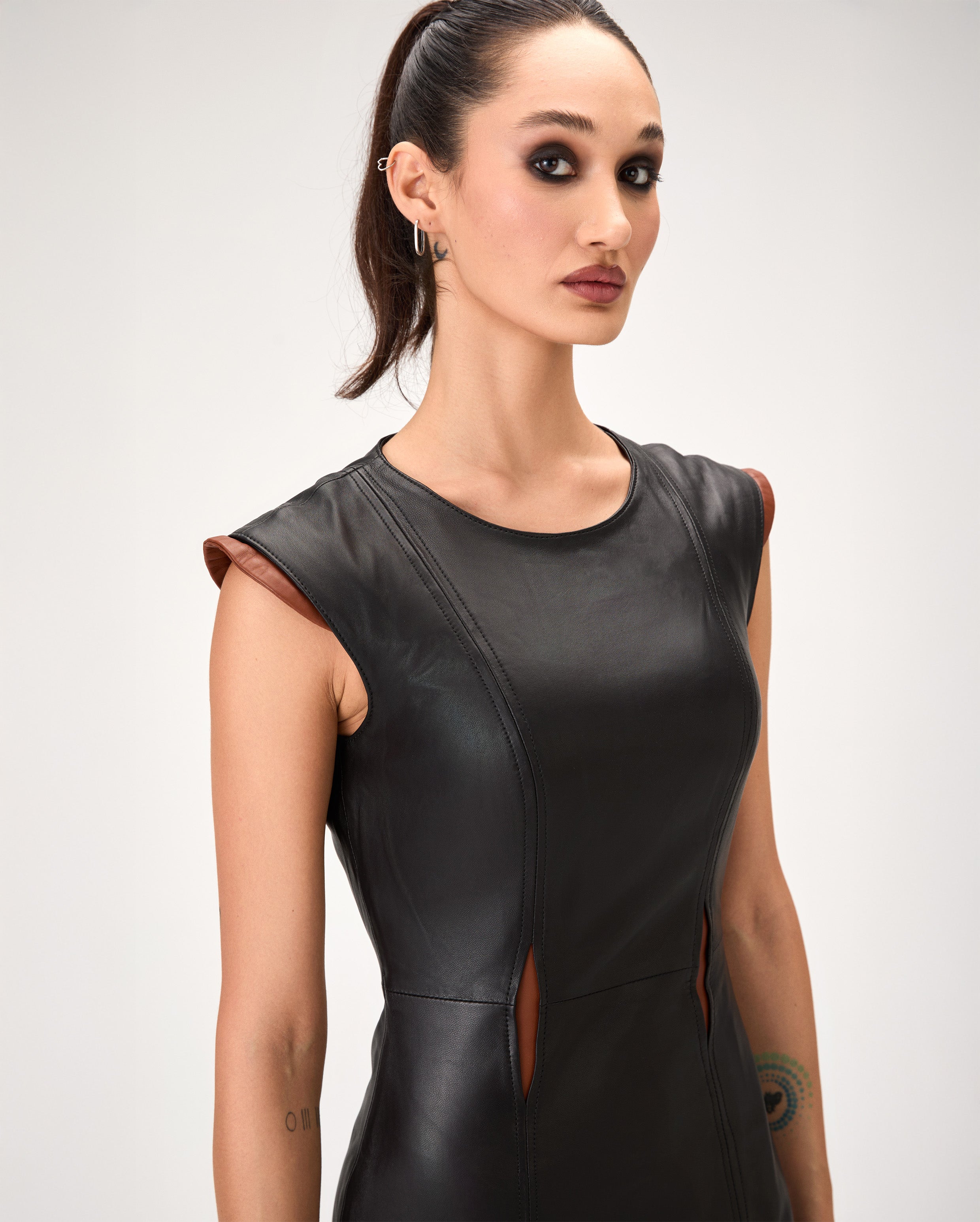 Daphne Maksi Deri Elbise